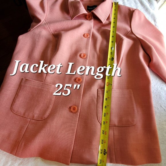LESLIE FAY Peach Long-Sleeve/Collar Suit Blazer Jacket, 14WP - Picture 7 of 9